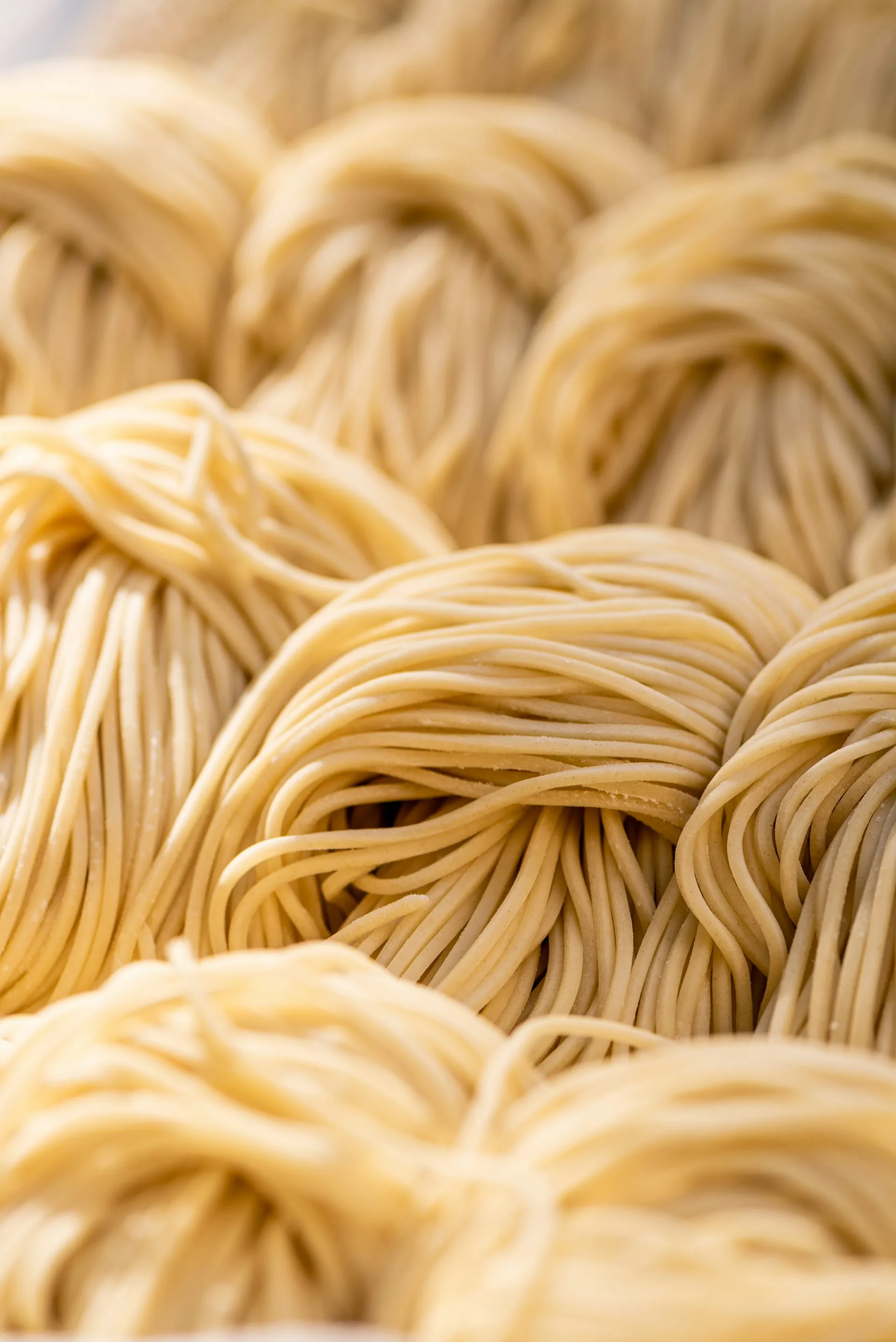 Nahaufnahme frischer Ramen-Nudeln