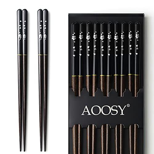 AOOSY Japanische Essstäbchen, 5 Paar Holz