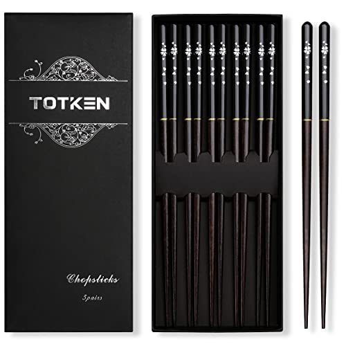 Totken Japanische Stäbchen 5 Paar mit Etui