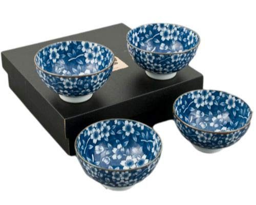 Authentische Karakusa Porzellan-Reisschalen 4er – Made in Japan