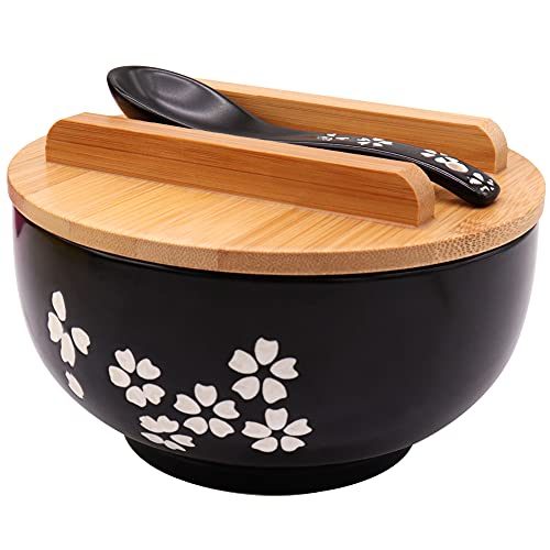 XCMVCN Ramen-Schüssel mit Deckel 1000 ml Schwarz