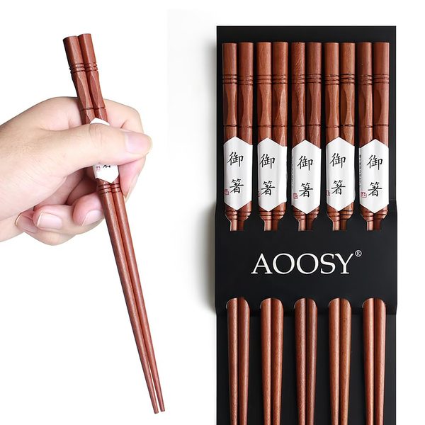 AOOSY Holz-Essstäbchen 5 Paar, 22,5 cm